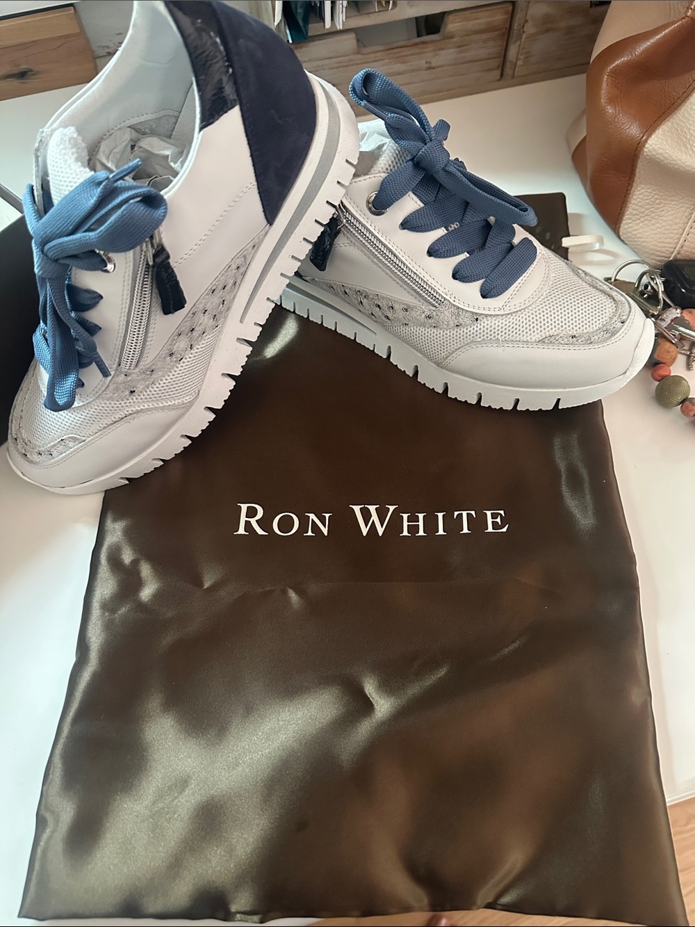 New Ron White Leather Joggers